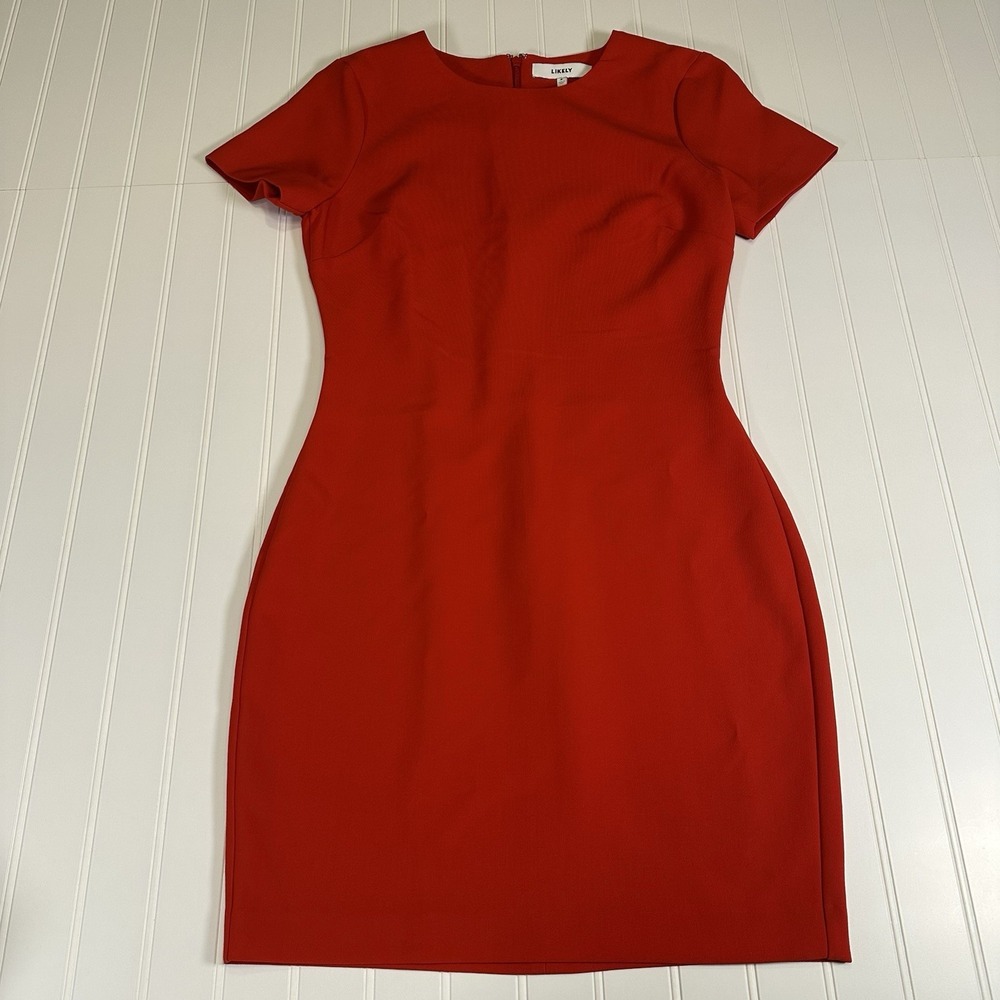 Likely Red Short Sleeve Sheath Dress